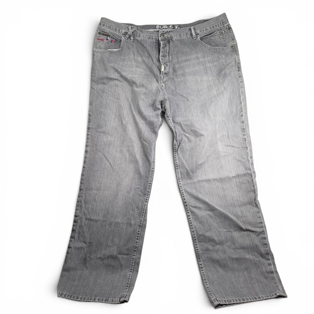 LRG Lifted Research Group Vintage Y2K Embroidered Baggy Gray Denim Jeans Size 46